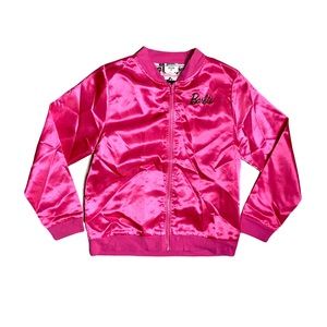 Barbie Satin Pink Girls Bomber Jacket